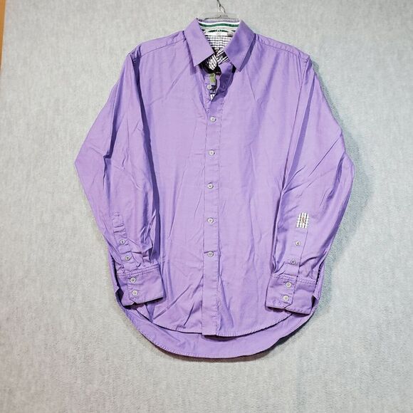 Robert Graham Shirt Mens Medium Purple Nicholson Classic Flip Cuff BOP Button Up - Picture 1 of 12